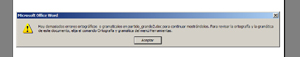 Imágen de un desconcertante mensaje de errore de WORD